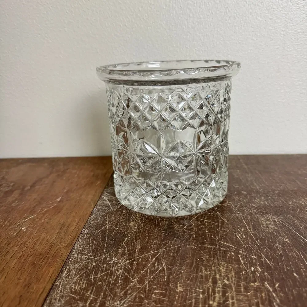 Vintage Cut Crystal Biscuit Jar NO LID Utensil Storage Container